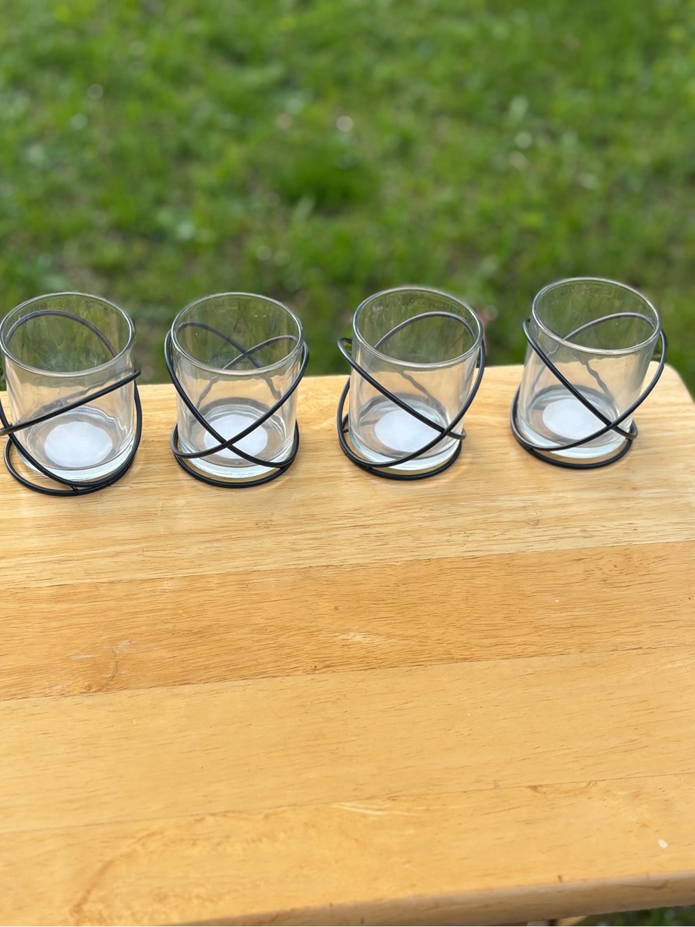 Metal-Trim Glass Votive Candle Holders - Black (Set of 8)